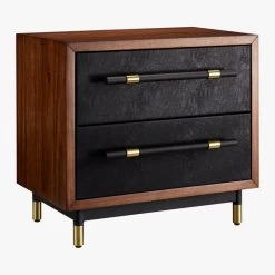 Oberlin 2-Drawer Faux Leather And Wood Nightstand -Chic Living Shop OberlinNighstand3QFS18