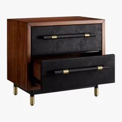 Oberlin 2-Drawer Faux Leather And Wood Nightstand -Chic Living Shop OberlinNighstandAVS18