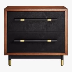 Oberlin 2-Drawer Faux Leather And Wood Nightstand -Chic Living Shop OberlinNighstandS18