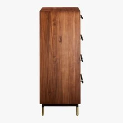 Oberlin Tall 4-Drawer Black Leather And Wood Dresser -Chic Living Shop OberlinTallChestSDS18