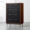 Oberlin Tall 4-Drawer Black Leather And Wood Dresser -Chic Living Shop OberlinTallChestSHS18 1x1