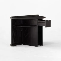 Osoppo Black Ebonized Ash Wood Nightstand -Chic Living Shop OsoppoBlackNightstand3QAVSSF22