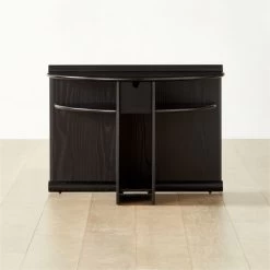 Osoppo Black Ebonized Ash Wood Nightstand