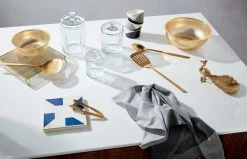 Brushed Gold Cooking Utensils -Chic Living Shop ParasolBlueAndWhiteMarbleTrivetNV19 1