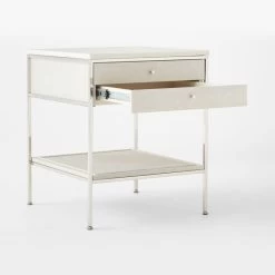 Connoisseur 2-Drawer White Oak Wood Nightstand With Marble Top Model 8714 -Chic Living Shop PaulMccobb8714WWCnNtstd3QAVSSS22