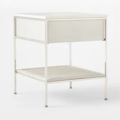 Connoisseur 2-Drawer White Oak Wood Nightstand With Marble Top Model 8714 -Chic Living Shop PaulMccobb8714WWCnNtstd3QBSSS22