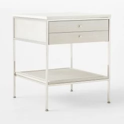 Connoisseur 2-Drawer White Oak Wood Nightstand With Marble Top Model 8714 -Chic Living Shop PaulMccobb8714WWCnNtstd3QSSS22