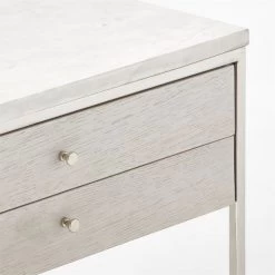 Connoisseur 2-Drawer White Oak Wood Nightstand With Marble Top Model 8714 -Chic Living Shop PaulMccobb8714WWCnNtstdAVSSS22