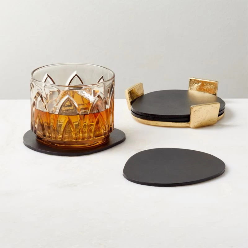 Pebble Leather Coasters Set Of 4 4 Pebble Leather Coasters Set Of 4 - Image 2