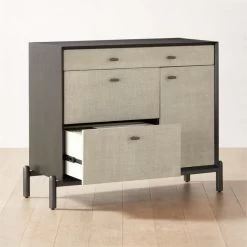 Perch Lacquered Linen File Cabinet -Chic Living Shop PerchFileCredenzaAVSHS23