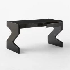 Perno 2-Drawer High-Gloss Black Oak Wood Desk -Chic Living Shop PernoDesk3QAVSSS23