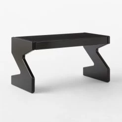 Perno 2-Drawer High-Gloss Black Oak Wood Desk -Chic Living Shop PernoDesk3QBSSS23