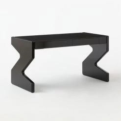 Perno 2-Drawer High-Gloss Black Oak Wood Desk -Chic Living Shop PernoDesk3QSSS23