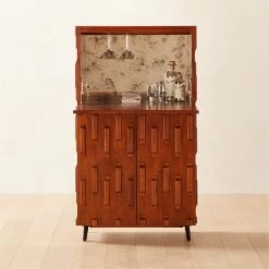 Piera Mahogany Wood Bar Cabinet -Chic Living Shop PieraWoodBarCabinetROS22