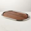 Piero Oval Stainless Steel And Walnut Serving Tray Set -Chic Living Shop PieroOvalWoodNSSServingSSHF22