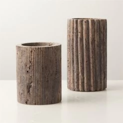 Pietra Grey Travertine Pillar Candle Holder Small -Chic Living Shop PietraTrvrtnPllrHolderGroupFHF22