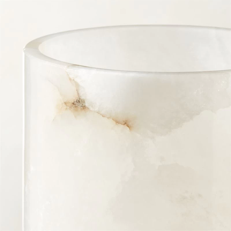 Poe White Alabaster Pillar Candle Holder Small 6 Poe White Alabaster Pillar Candle Holder Small - Image 5