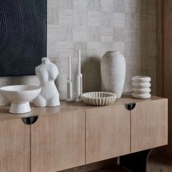 White Ceramic Pedestal Bowl 10 White Ceramic Pedestal Bowl -Chic Living Shop PontCredenzaRippleIIPaintingJL21 1x1