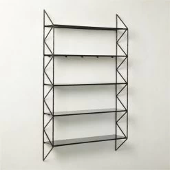 Ponte Black Metal Wall Mount Bookshelf Tall 8 Ponte Black Metal Wall Mount Bookshelf Tall -Chic Living Shop PonteHmrdRdTallBookcaseAV2SHS22