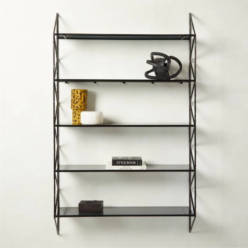 Ponte Black Metal Wall Mount Bookshelf Tall 3 Ponte Black Metal Wall Mount Bookshelf Tall