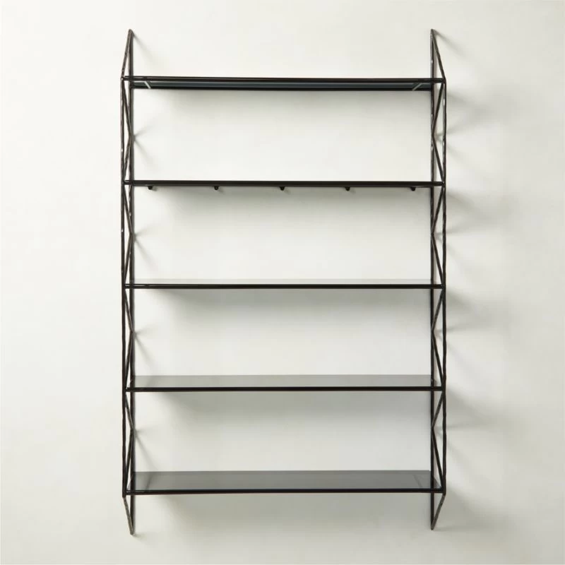 Ponte Black Metal Wall Mount Bookshelf Tall 4 Ponte Black Metal Wall Mount Bookshelf Tall - Image 2