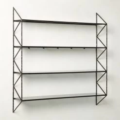 Ponte Black Metal Wall Mount Bookshelf Wide -Chic Living Shop PonteHmrdRdWideBookcaseAV2SHS22