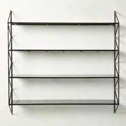 Ponte Black Metal Wall Mount Bookshelf Wide -Chic Living Shop PonteHmrdRdWideBookcaseSHS22