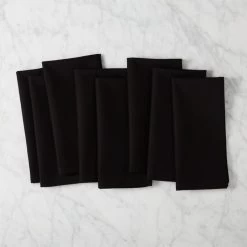 Poplin Black Cloth Napkins Set Of 8