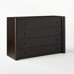 Port Low 4-Drawer Blackened Walnut Wood Dresser -Chic Living Shop PortBlckndWdShrtDresser3QSSS21