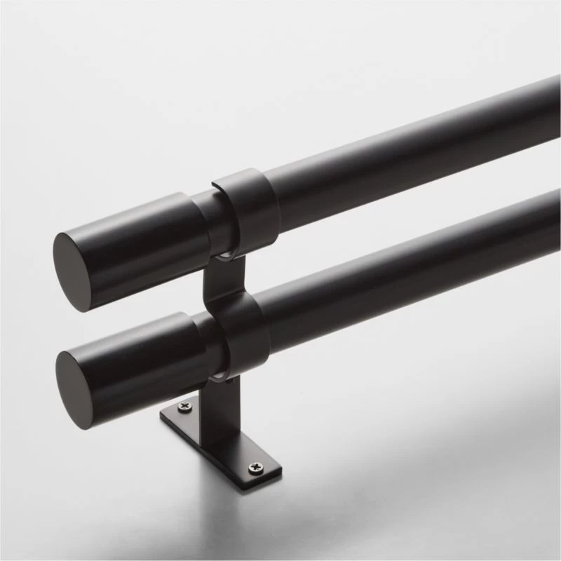 Porter Matte Black Double Curtain Rod 28"-48"x1.25" 3 Porter Matte Black Double Curtain Rod 28"-48"x1.25"
