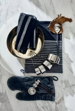 Cafe Organic Cotton Black Striped Dish Towels Set Of 2 12 Cafe Organic Cotton Black Striped Dish Towels Set Of 2 -Chic Living Shop PorterGoldLowServingBowlMR20 1