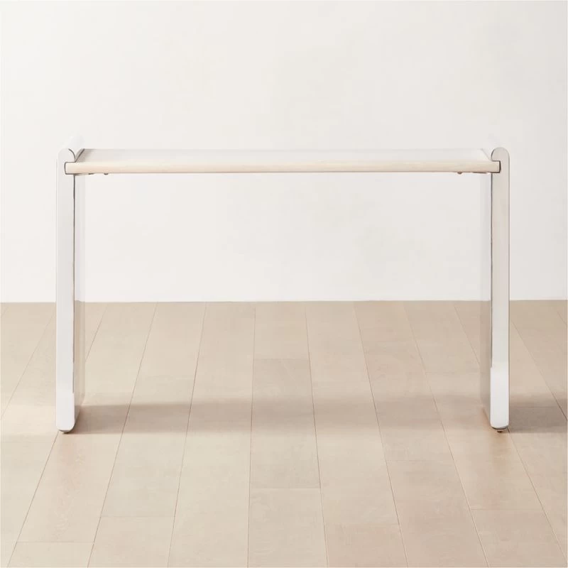 Raggio Stainless Steel Desk With White Wood Top 3 Raggio Stainless Steel Desk With White Wood Top