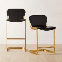 Rake Black Counter Stool Set Of 2 -Chic Living Shop RakeBrassStoolGroupFHS23
