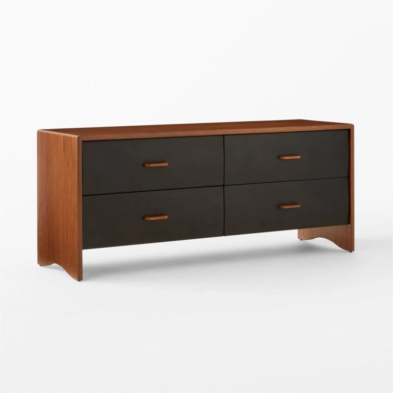 Ralston Low 4-Drawer Wood Dresser 6 Ralston Low 4-Drawer Wood Dresser - Image 4