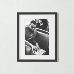 'Ray Charles Playing Chess' Photographic Print In Black Frame 17.75''x21.75''