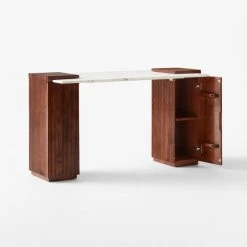 Reach White Marble-Top Desk -Chic Living Shop ReachMarbleNAshDesk3QAVSSS23