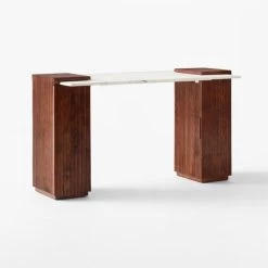 Reach White Marble-Top Desk -Chic Living Shop ReachMarbleNAshDesk3QSSS23