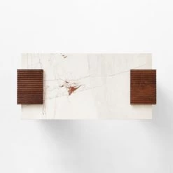 Reach White Marble-Top Desk -Chic Living Shop ReachMarbleNAshDeskAV2SSS23
