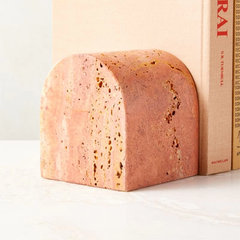 Red Travertine Arched Bookend 4 Red Travertine Arched Bookend - Image 2