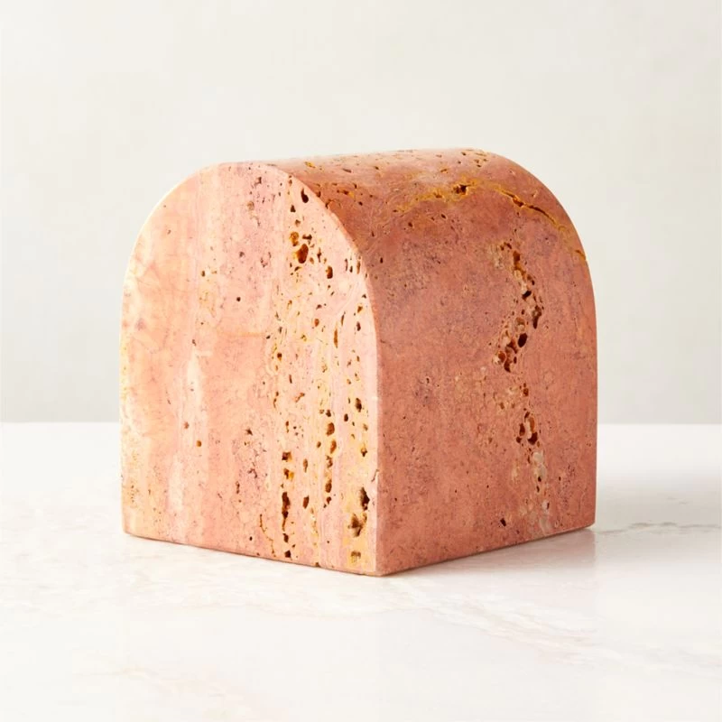 Red Travertine Arched Bookend 3 Red Travertine Arched Bookend