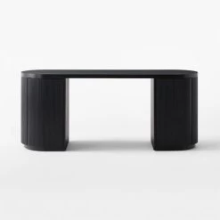 Reid Oval Black Wood Storage Desk -Chic Living Shop ReidEbonizedDeskSOSSS23