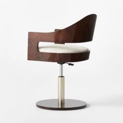 Renato Chenille And Burl Wood Office Chair -Chic Living Shop RenatoBrlWdOfficeChair3QBSSF22