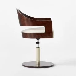 Renato Chenille And Burl Wood Office Chair -Chic Living Shop RenatoBrlWdOfficeChairSDSSF22