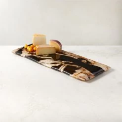 Ring Rectangular Petrified Wood And Resin Serving Platter -Chic Living Shop RingPtrfdWdNRsnRectSrvrAVSHF23