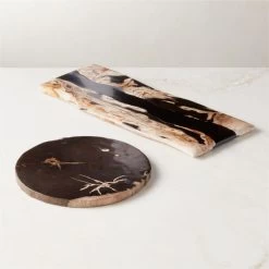 Ring Rectangular Petrified Wood And Resin Serving Platter -Chic Living Shop RingPtrfdWoodNResinGroupFHF23