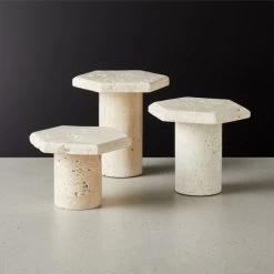 Roca Travertine Pillar Candle Stands -Chic Living Shop RocaTrvrtnCandleStandS3ROF21