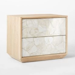 Rocca 2-Drawer Agate And White Oak Wood Nightstand -Chic Living Shop RoccaStnDrwrNightstand3QSSF22