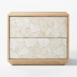 Rocca 2-Drawer Agate And White Oak Wood Nightstand -Chic Living Shop RoccaStnDrwrNightstandSOSSF22