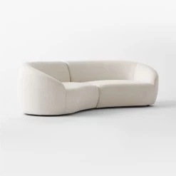 Roma Curved 2-Piece White Performance Fabric Sectional Sofa -Chic Living Shop RomaWht2PcSect3QSSS22