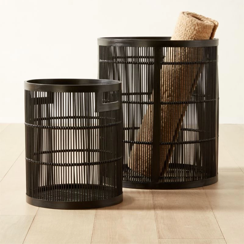 Ronan Black Bamboo Storage Basket Small 4 Ronan Black Bamboo Storage Basket Small - Image 2
